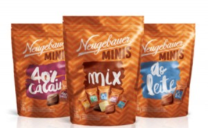 Novidade da Neugebauer linha de chocolate monodose agora em embalagem do tipo pouch.