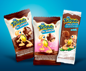 Inovações na linha Tortuguita pirulito de chocolate e versão Tri Sabor.